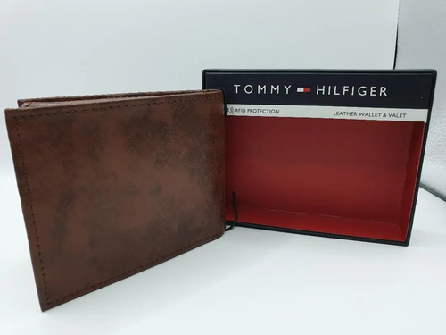 Billetera Tommy Hilfiger Original Rn129919 Marrón Marrón Liso - Imagen 4
