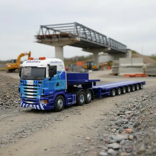 Camión Miniatura Scania Cama Baja Atlas Low Loader Rv233 Azul Acero - Imagen 2