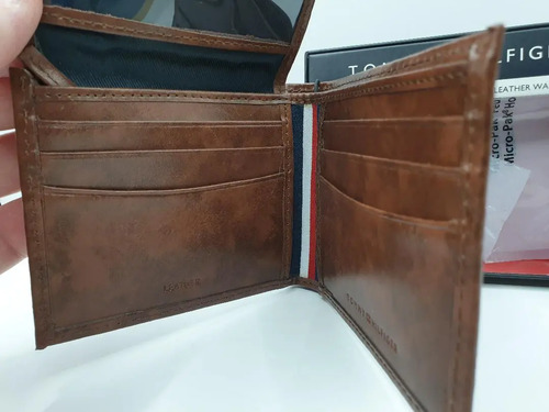 Billetera Tommy Hilfiger Original Rn129919 Marrón Marrón Liso - Imagen 3